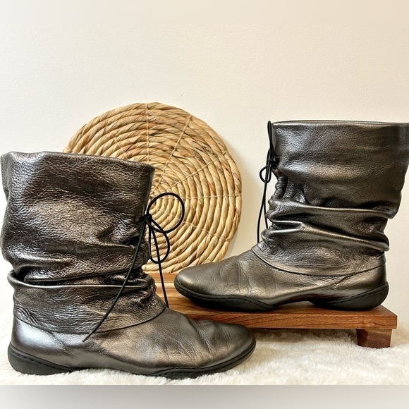 Trippen Metallic Leather Mid Rise Ankle Boots Size 36/6 - Picture 3 of 13